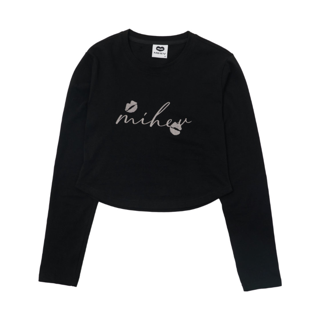 2EAT006B mihev Lip Graphic Crop Long Sleeve Black