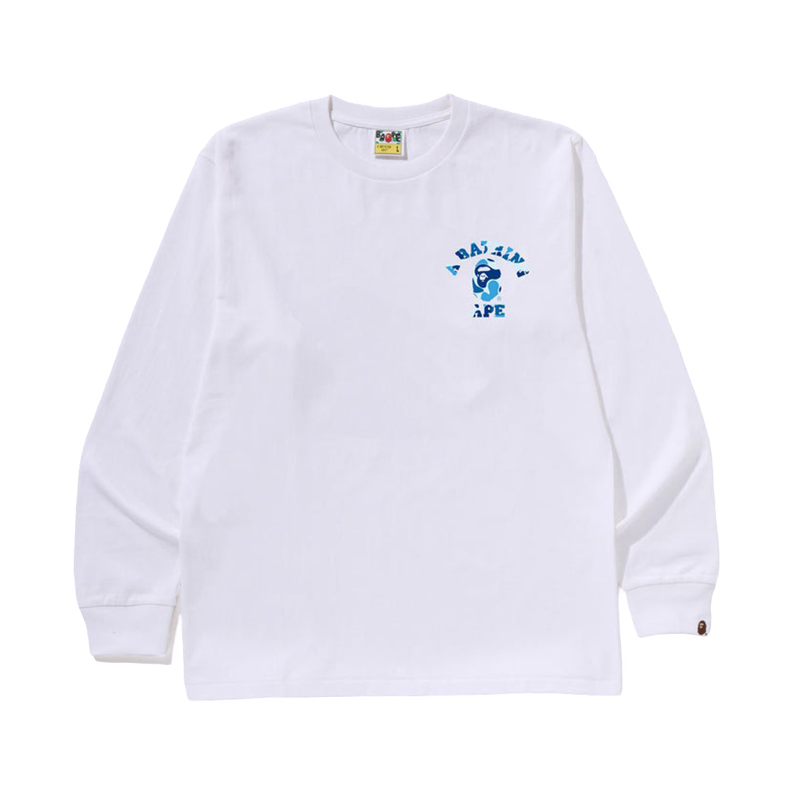베이프 ABC 카모 컬리지 에어샷 롱슬리브 티셔츠 화이트 블루(BAPE ABC Camo College ATS L/S T-Shirt White Blue) - 1