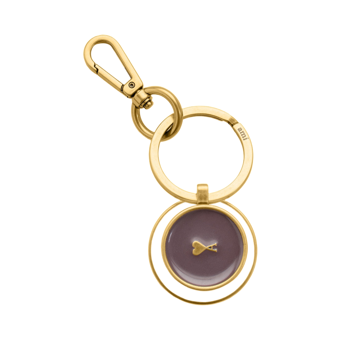 UKR346-HW0014-A140 AMI Gold Metal Ami De Coeur Coffee Cup Keyring Off White Brown