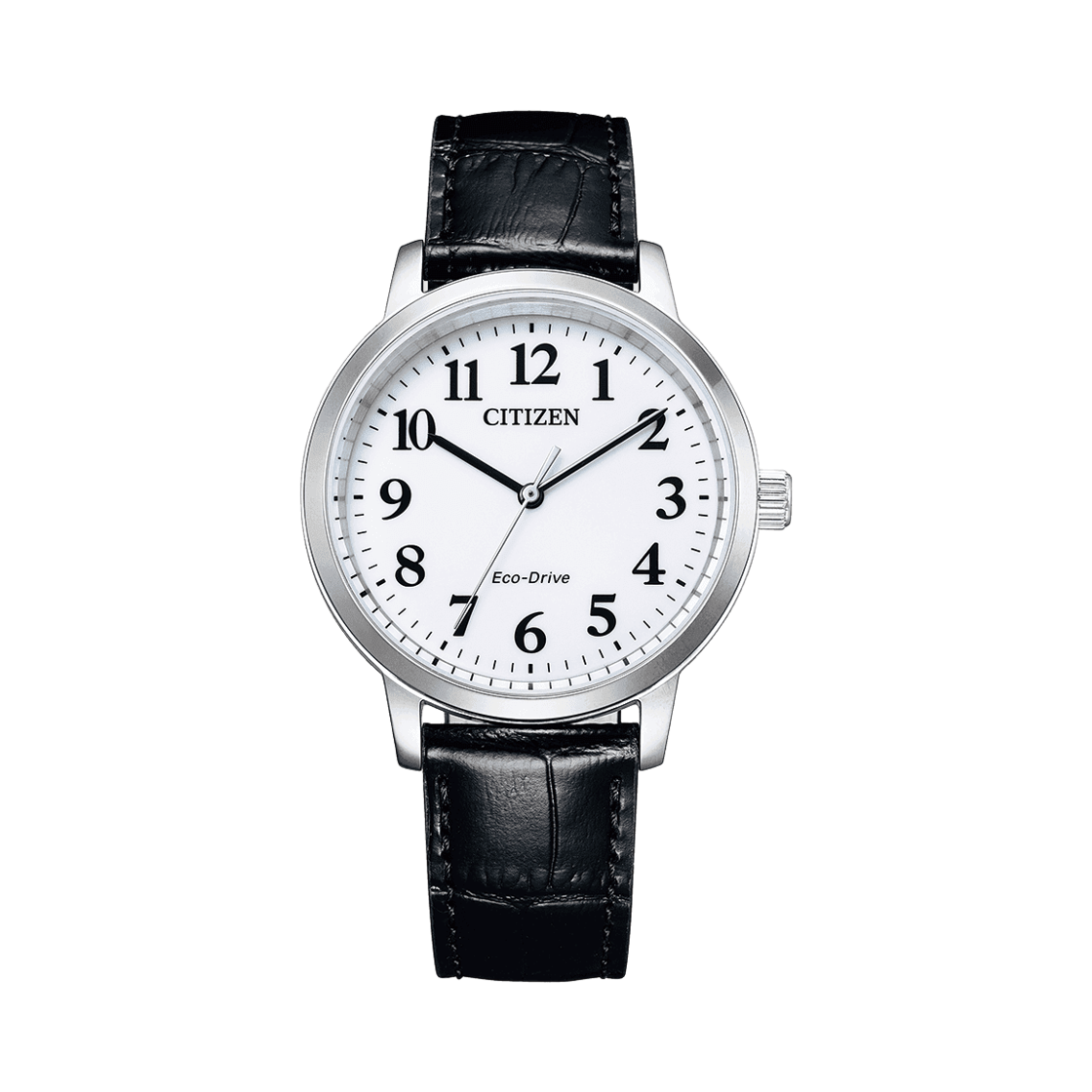 시티즌 에코드라이브 38mm 스테인리스 스틸 카프 레더 화이트 블랙(Citizen Eco-Drive 38mm Stainless Steel Calf Leather White Black)