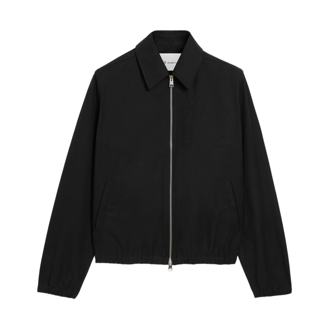 아미 블랙 코튼 아미 드 하트 지퍼 자켓 블랙(AMI Black Cotton Ami De Coeur Zipped Jacket Black)