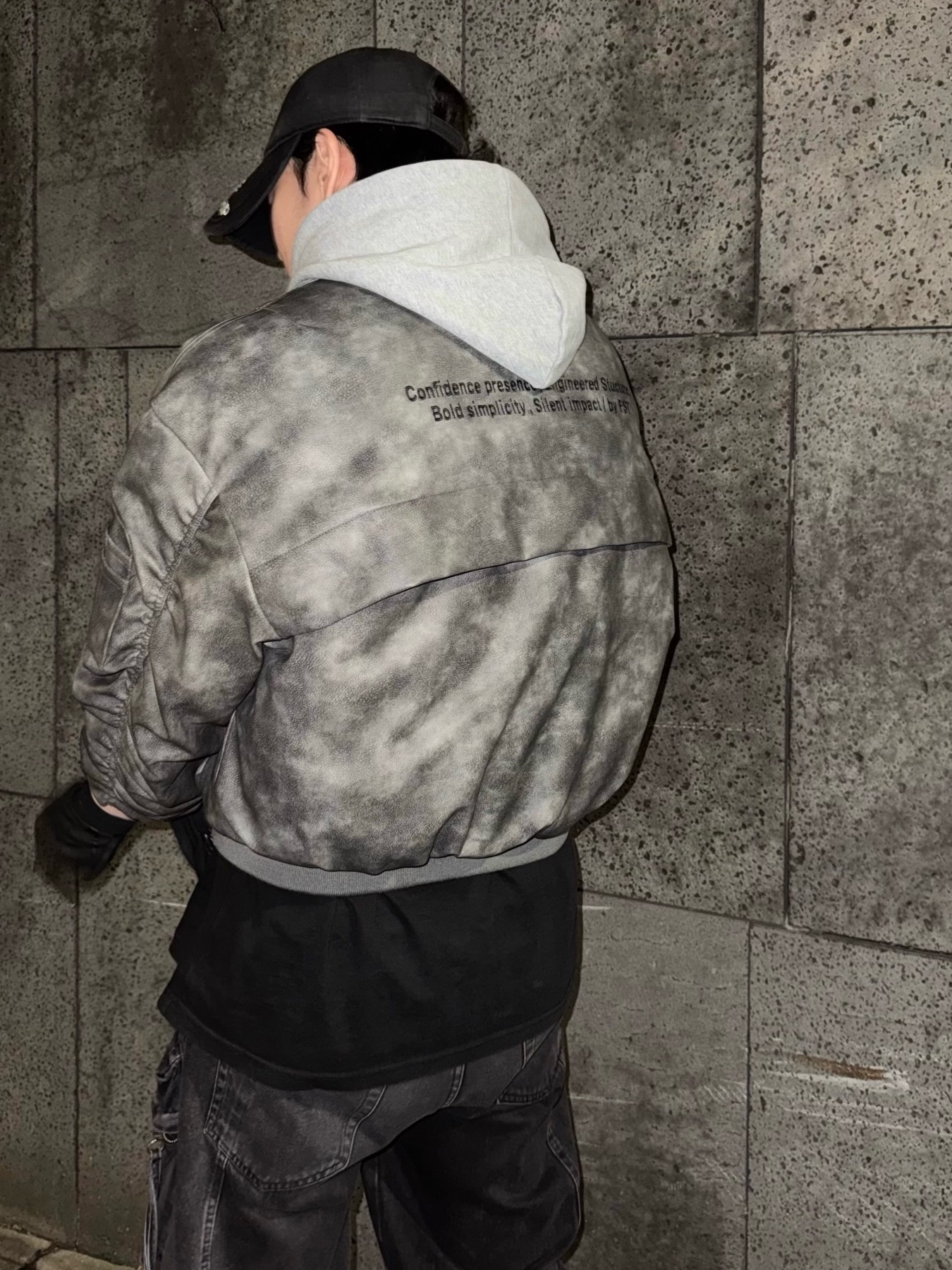 Force Sensitive FS Leather MA-1 Black, Zara Utility Pocket Jeans Black 착용 스타일 - 6