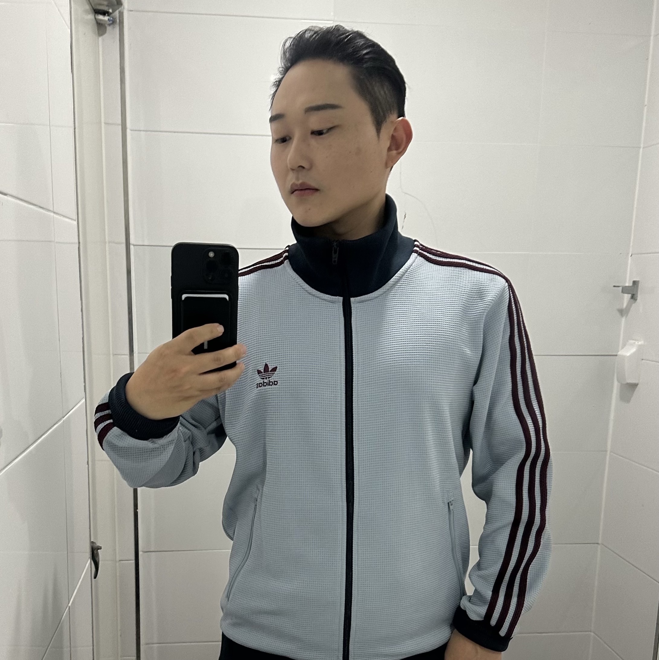 Adidas Originals Track Top Light Grey - KR Sizing 착용 스타일