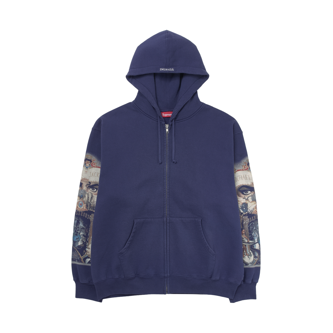 - Supreme x Michael Jackson Dangerous Zip Up Hooded Sweatshirt Washed Navy - 25FW