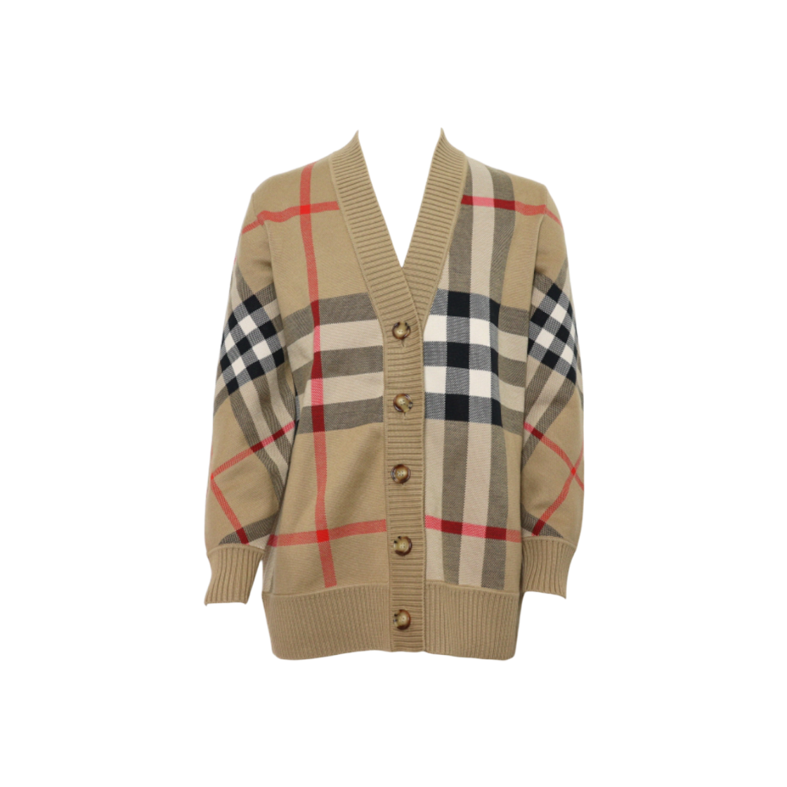 버버리 8039153 베이지 울 자카드 체크 테크니컬 남성 가디건aa59479(Burberry Beige Wool Jacquard Check Technical Men's Cardigan)