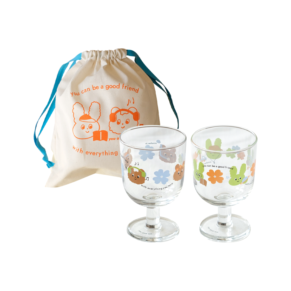 미노항 코리아 취미부자 유앤미 고블렛잔2p&파우치 세트