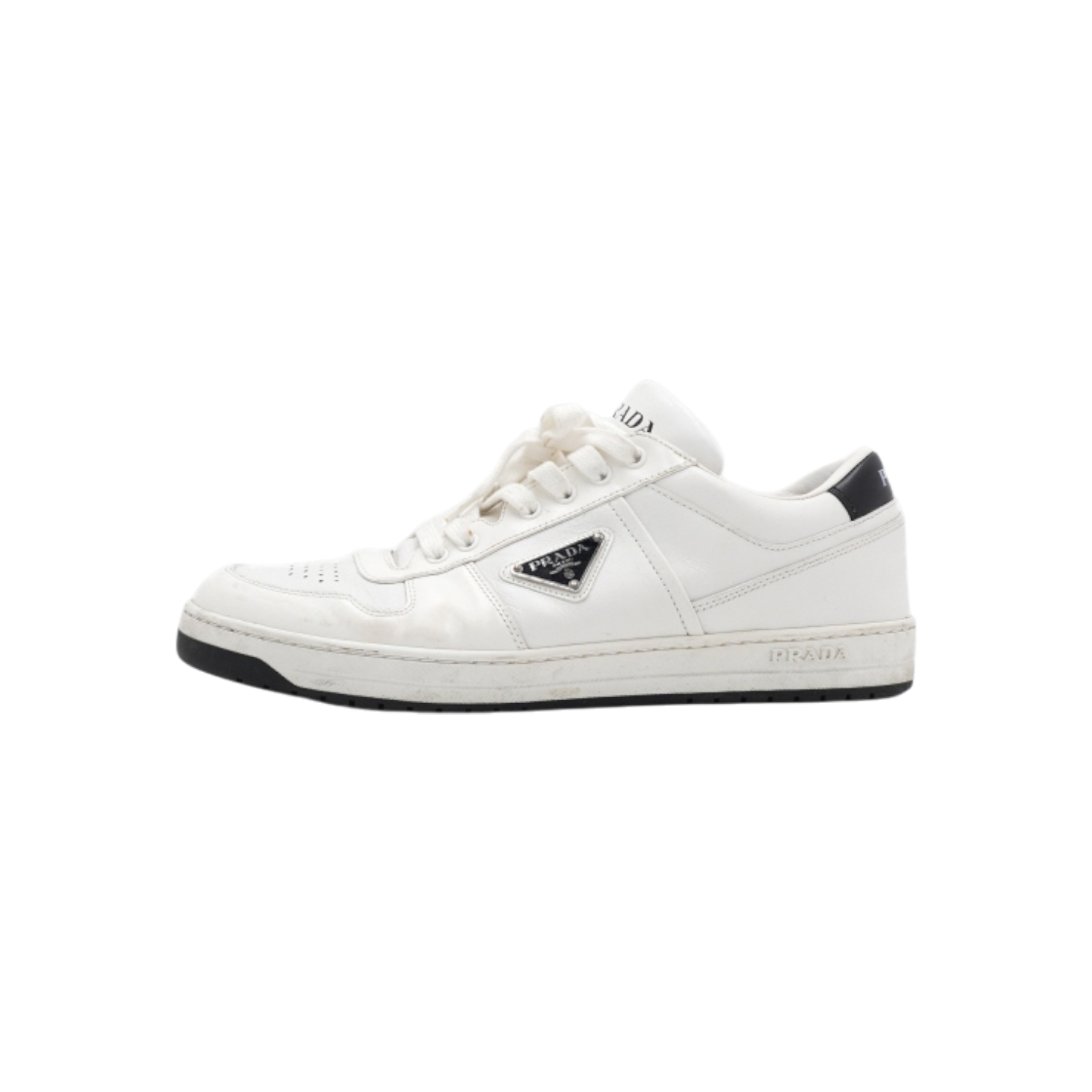 프라다 2EE364 화이트 블랙탭 다운타운 은장삼각로고 남성 스니커즈 aa59418(Prada Downtown White and Black Tab Silver Triangle Logo Men's Sneakers)