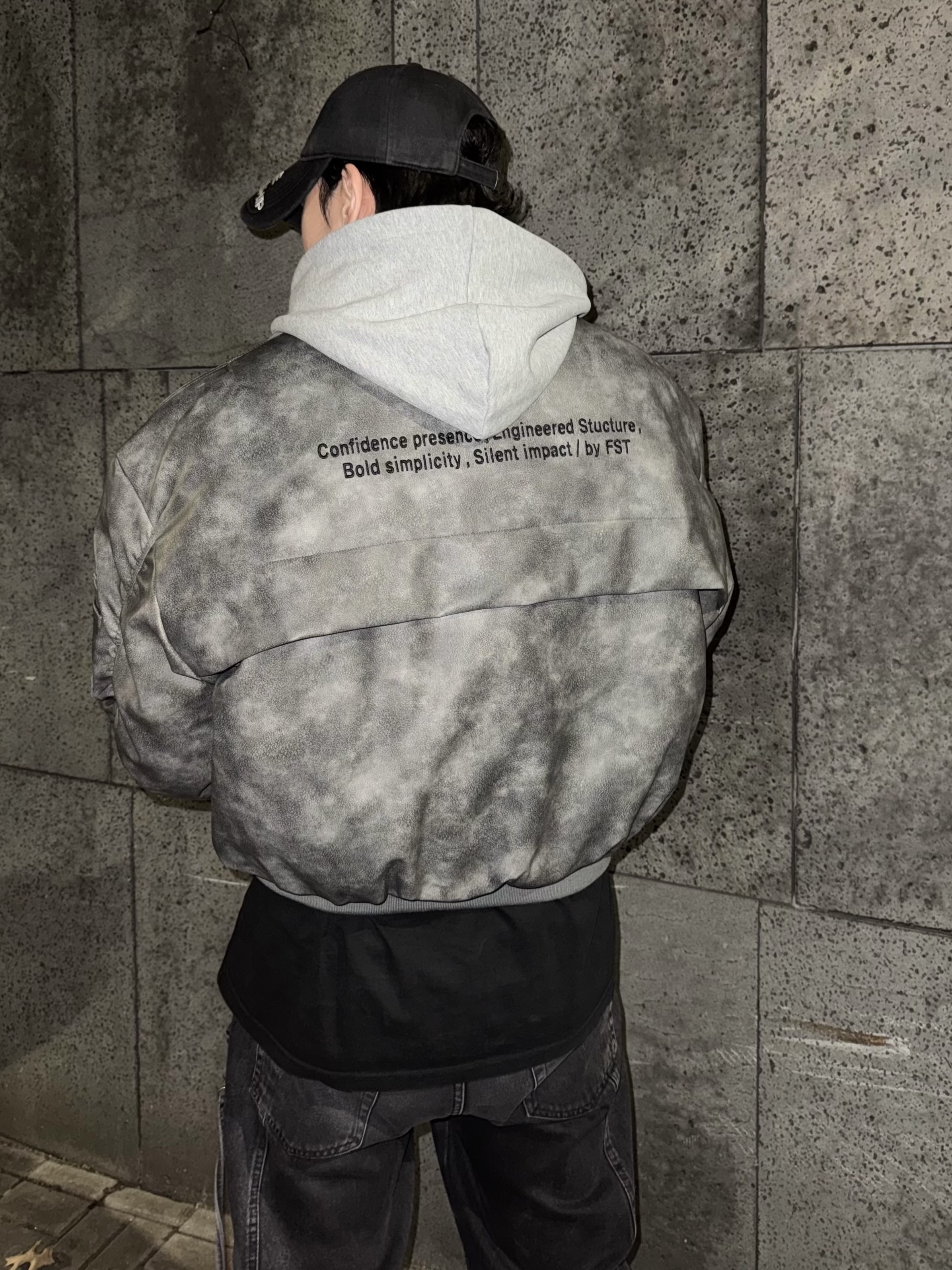 Force Sensitive FS Leather MA-1 Black, Zara Utility Pocket Jeans Black 착용 스타일 - 7