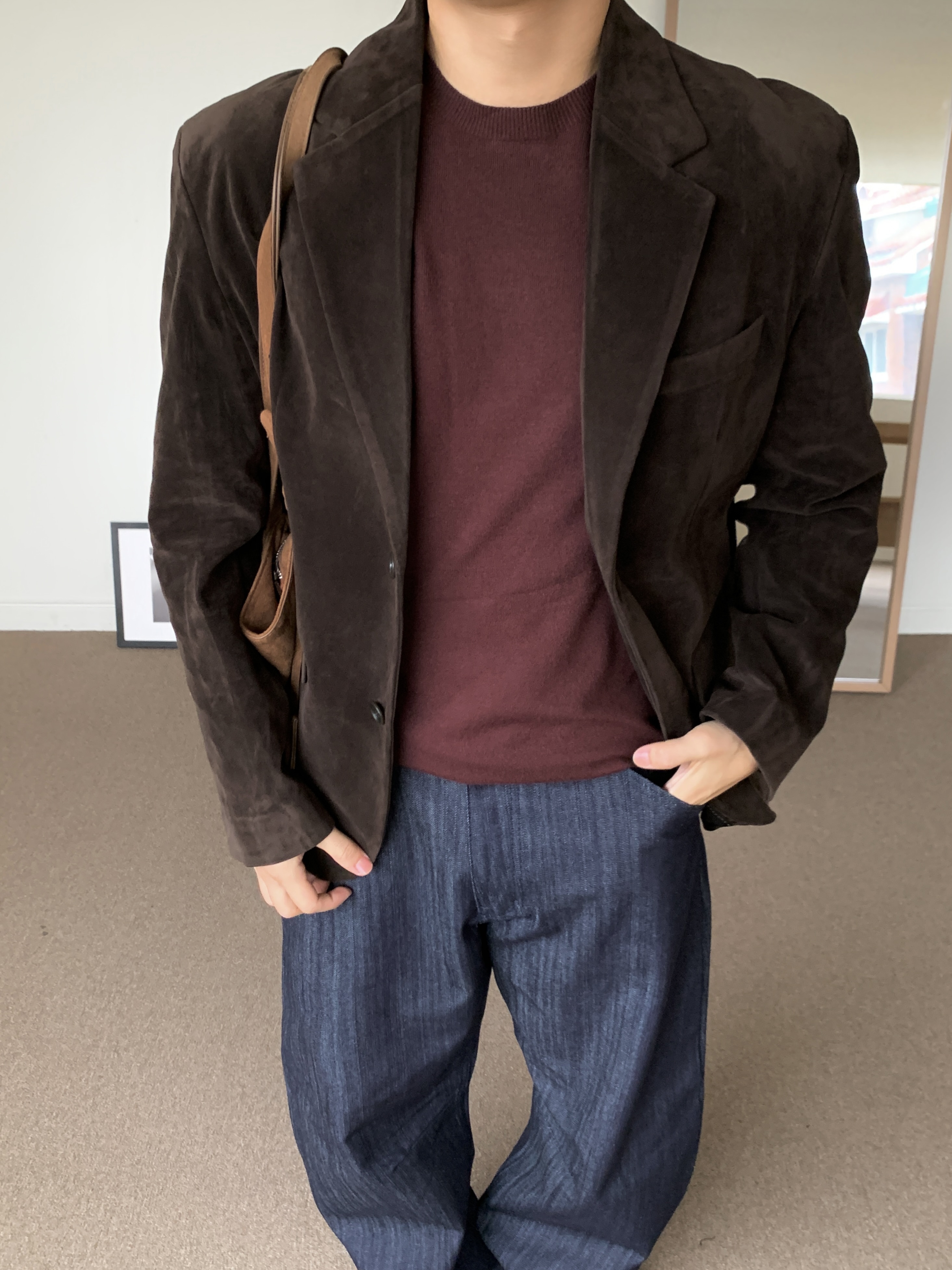 Yase Mud Horsehide Derby Black 착용 스타일 - 3