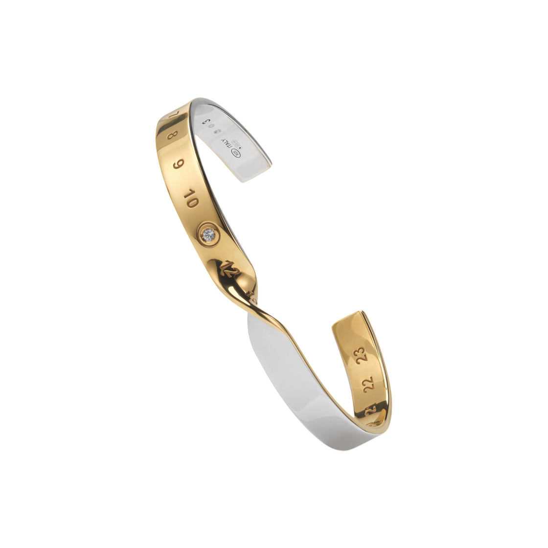 SM1UY0098P8864702 Maison Margiela Numeric Twisted Diamond Cuff Bracelet Gold