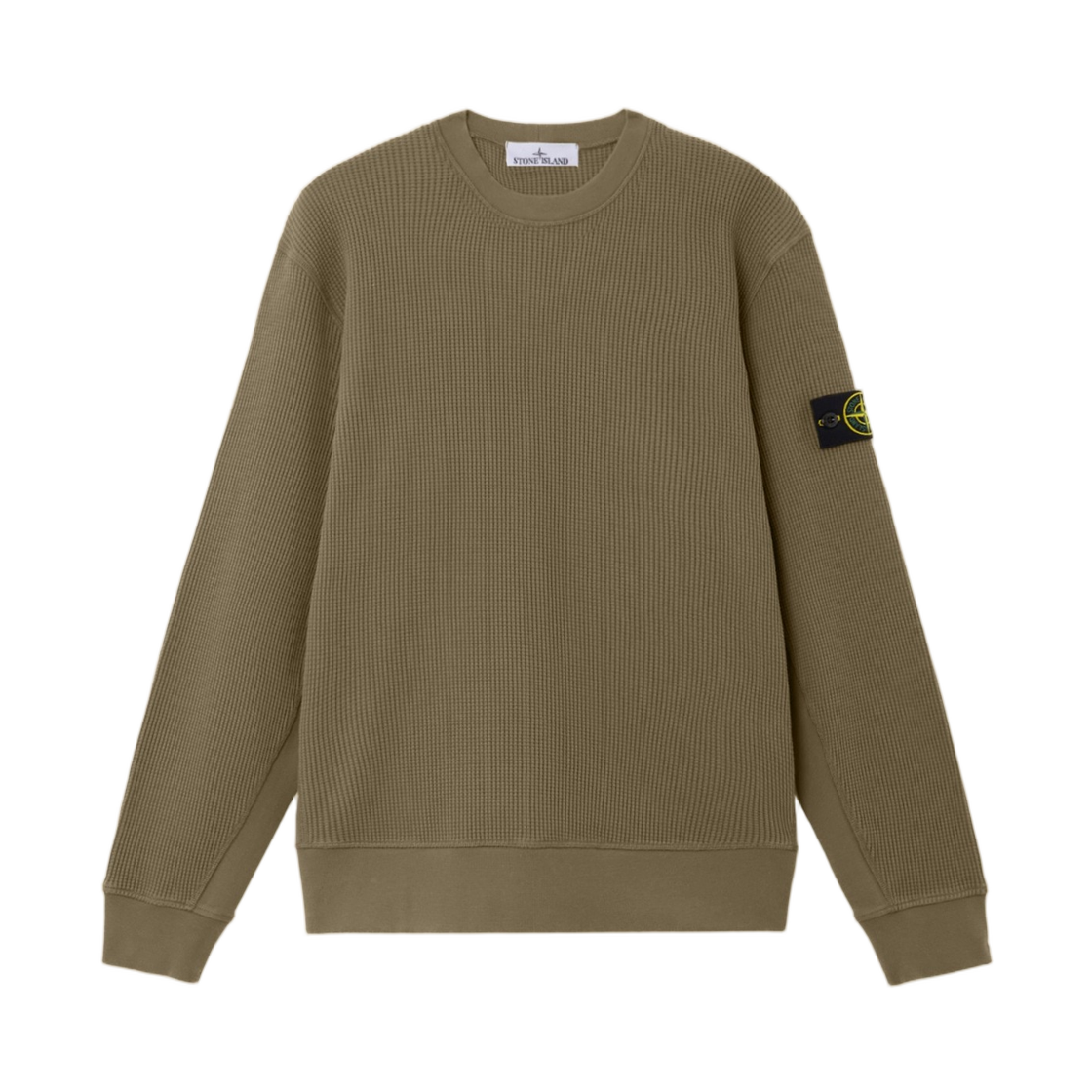 L1S1561000-56S0044-V005G Stone Island 6100056 Organic Cotton Waffle Fleece Regular-Fit Crewneck Sweatshirt Military Green - 26SS