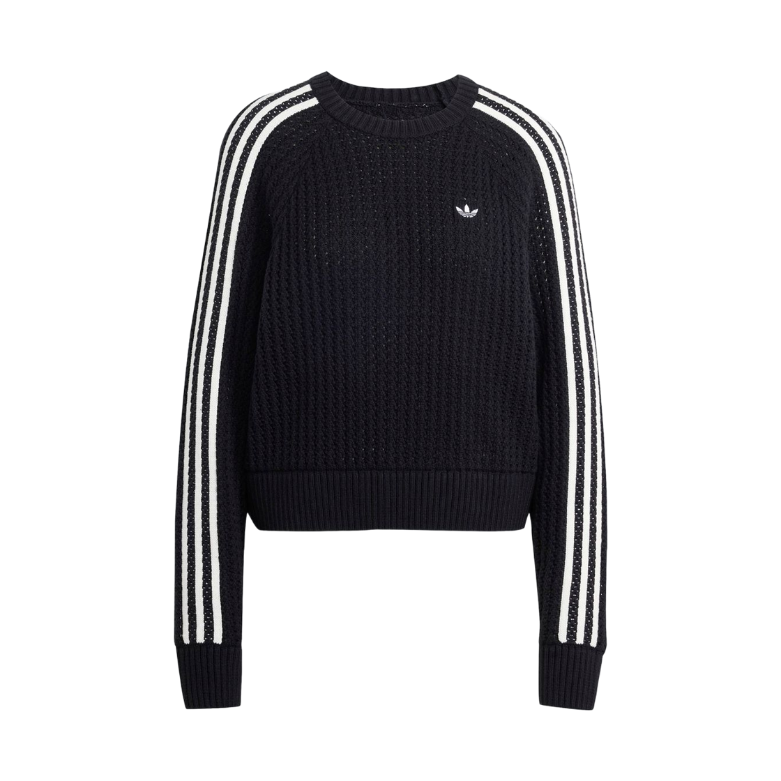 JD0905 (W) Adidas Adicolor Knitted Crew Sweatshirt Black - KR Sizing