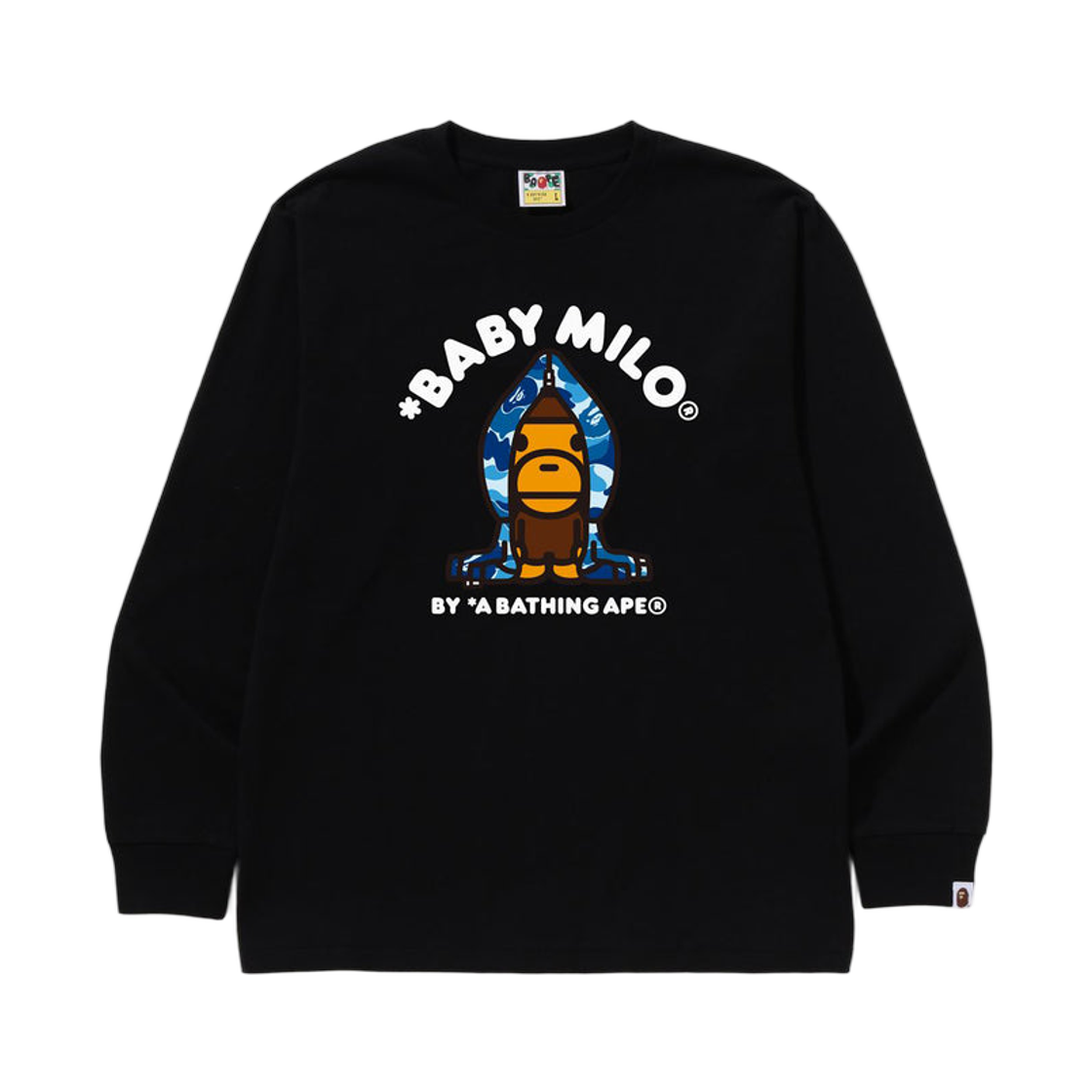 베이프 ABC 카모 마일로 후드 롱슬리브 티셔츠 블랙 블루(BAPE ABC Camo Milo Hoodie L/S T-Shirt Black Blue) - 1