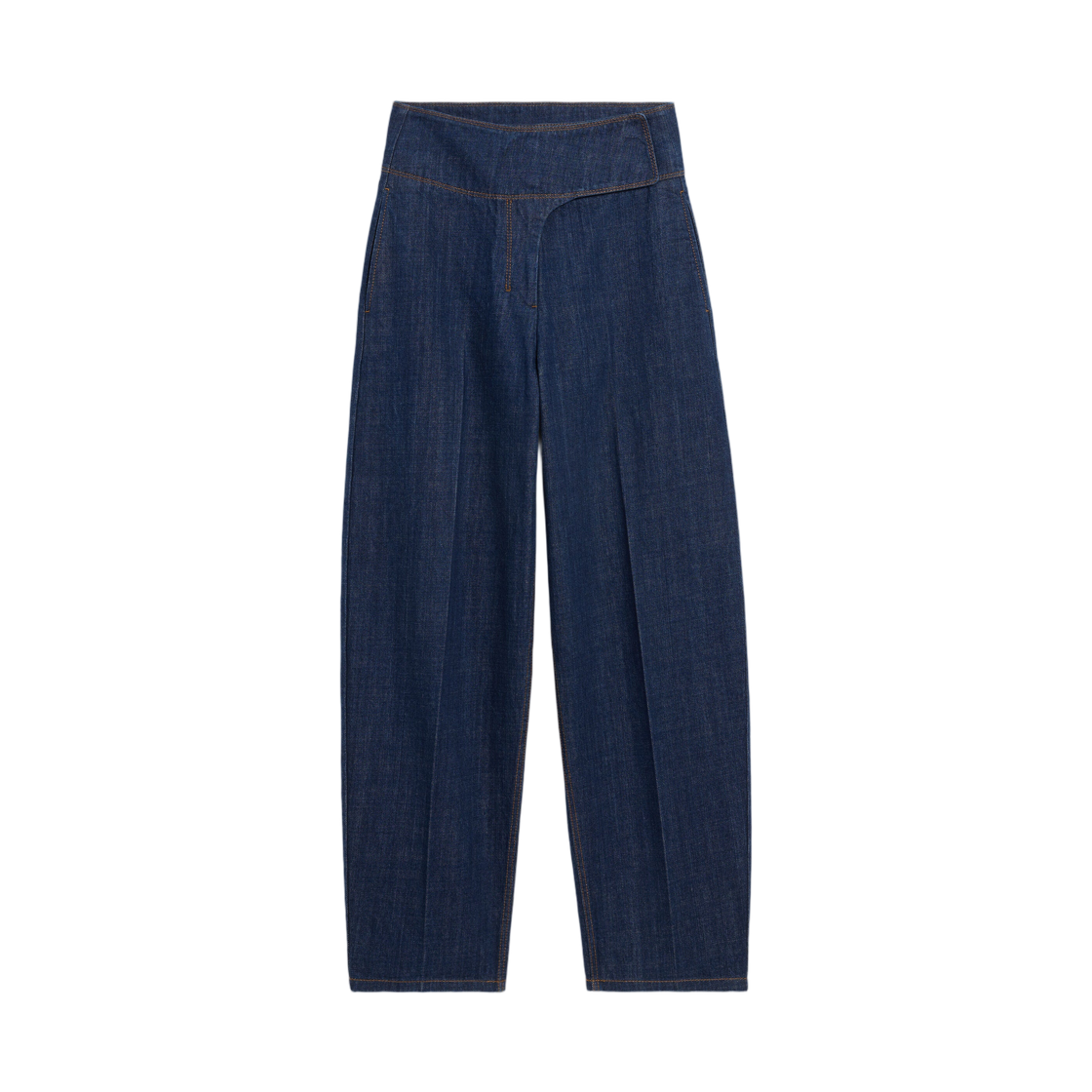 (W) 아미 블루 코튼 랩드 벨티드 발롱 핏 진 인디고((W) AMI Blue Cotton Wrapped Belted Ballon Fit Jeans Indigo)