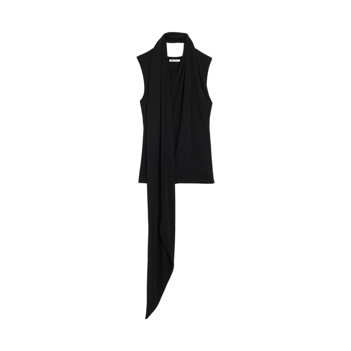 FTP827-JE0223-001 (W) AMI Black Jersey Sleeveless Lavalliere Top Black