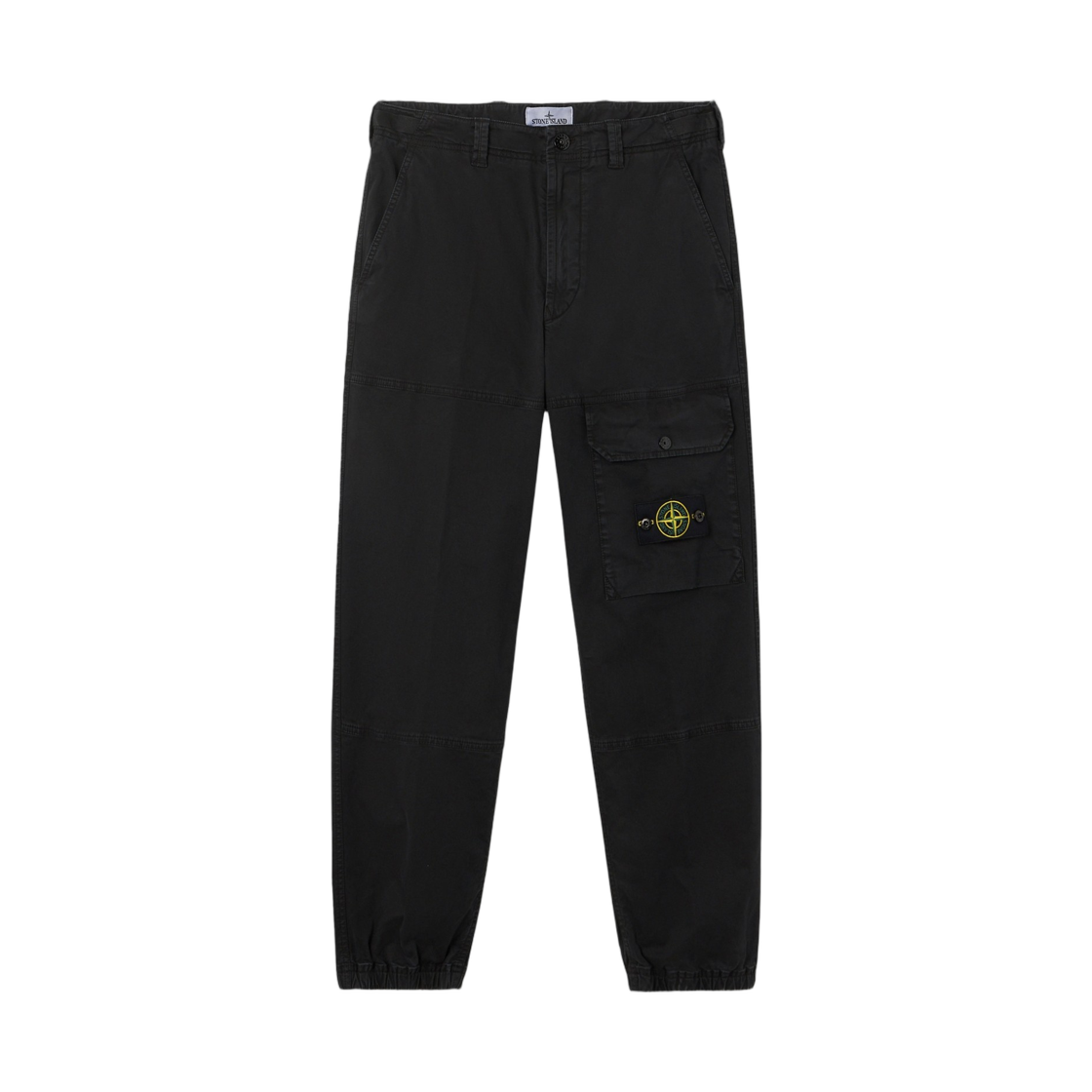 L1S1531000-10S0004-V0129 Stone Island 3100010 Organic Cotton Stretch Broken Twill Old Effect Loose-Fit Cargo Trousers with Adjustable Waistband Black - 26SS