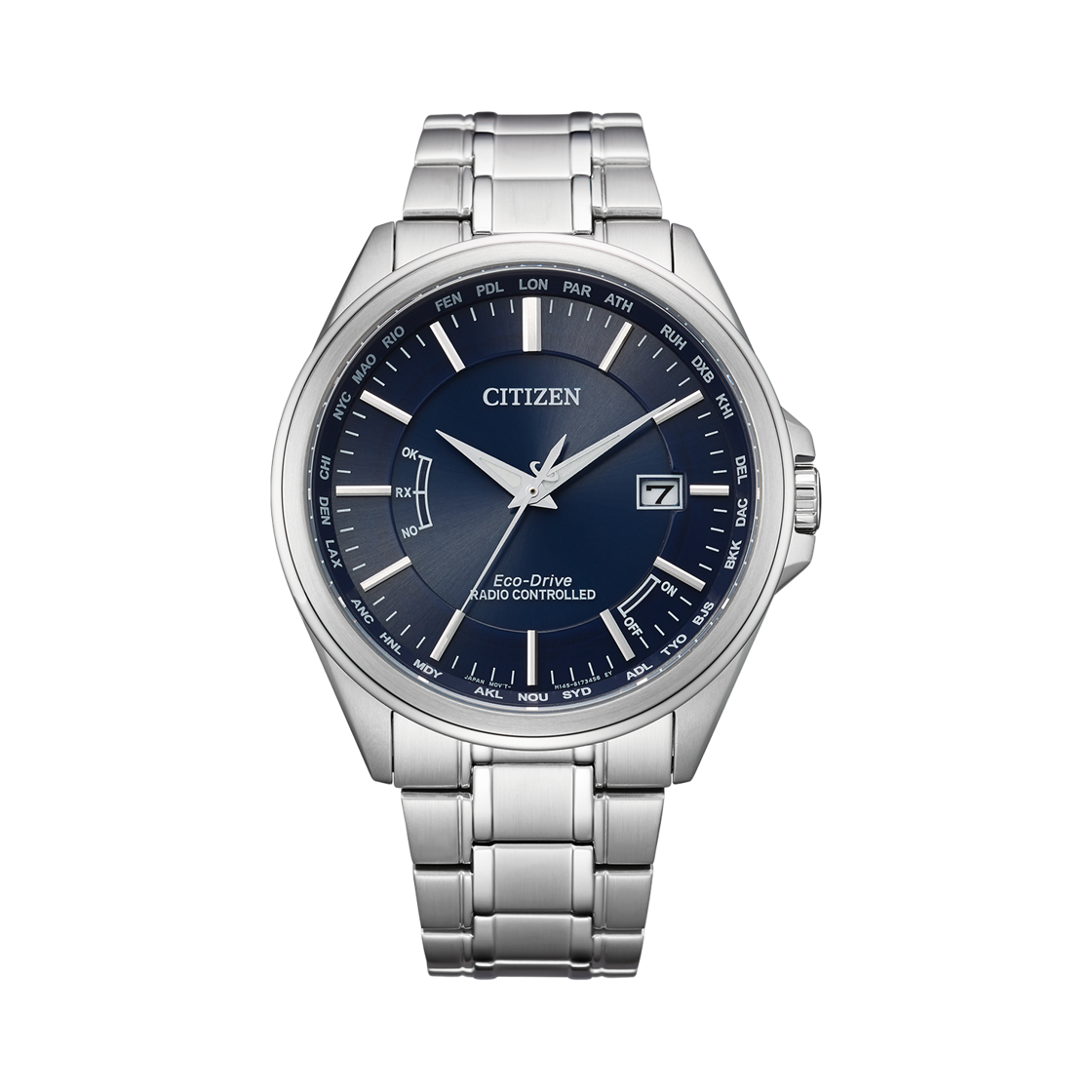 시티즌 글로벌 라디오 컨트롤 에코드라이브 43mm 스테인리스 스틸 블루 실버(Citizen Global Radio Controlled Eco-Drive 43mm Stainless Steel Blue Silver)