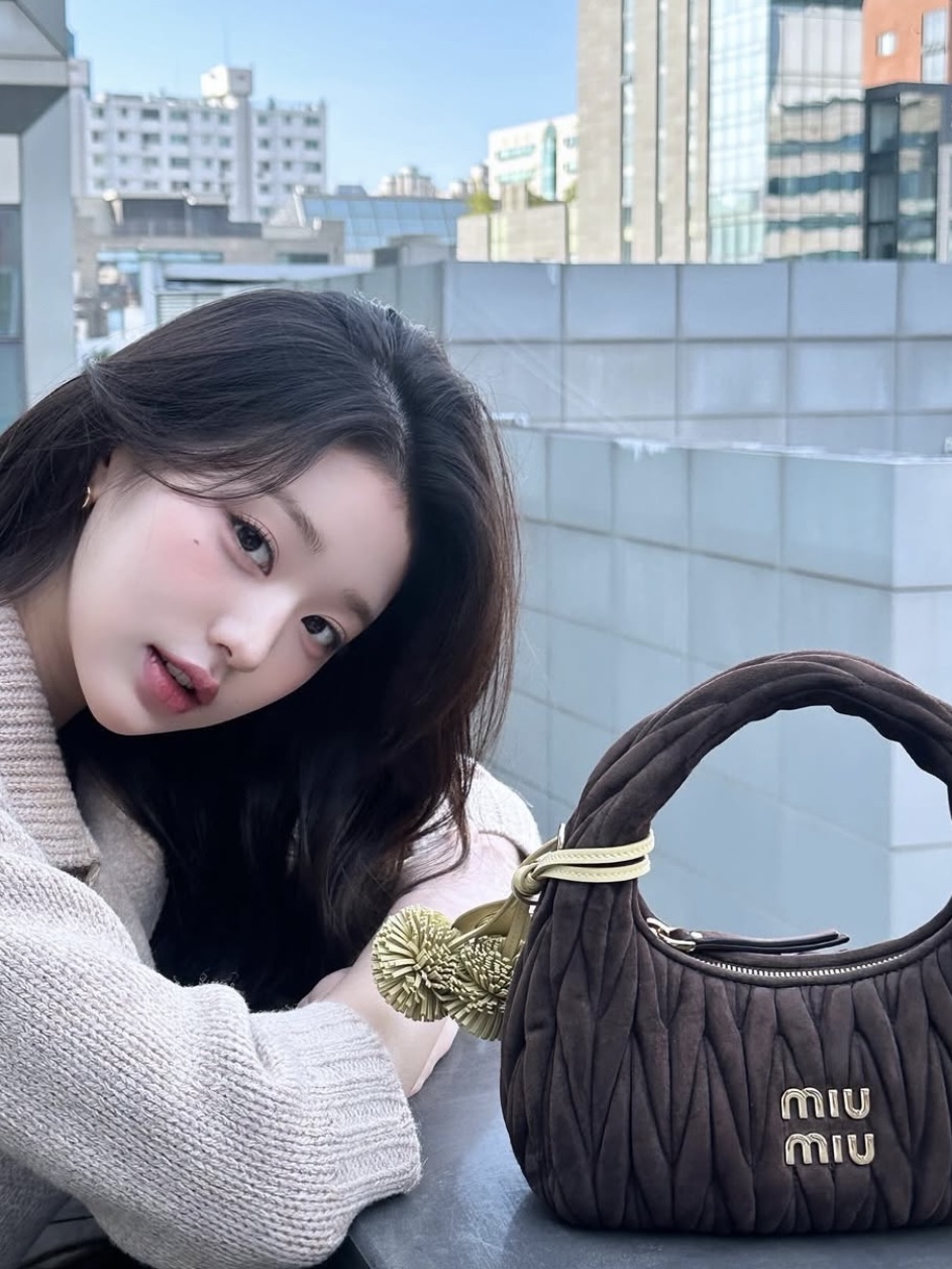 Miu Miu Wander Matelasse Nappa Leather Small Hobo Bag Black 착용 스타일