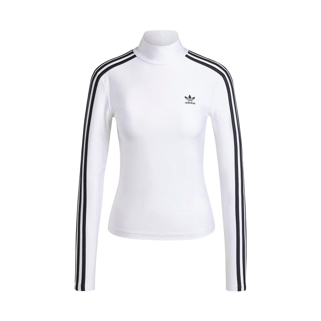 JG1535 (W) Adidas Adicolor 3-Stripes Turtleneck Long Sleeve Top White - KR Sizing