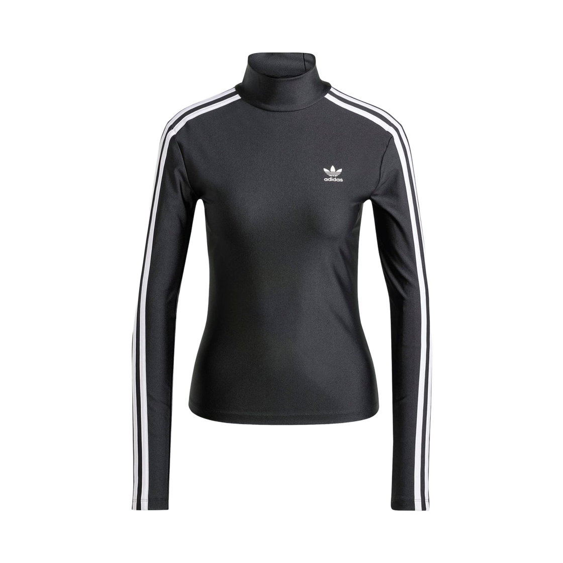 (W) 아디다스 아디컬러 삼선 터틀넥 롱슬리브 탑 블랙 - KR 사이즈((W) Adidas Adicolor 3-Stripes Turtleneck Long Sleeve Top Black - KR Sizing) - 1