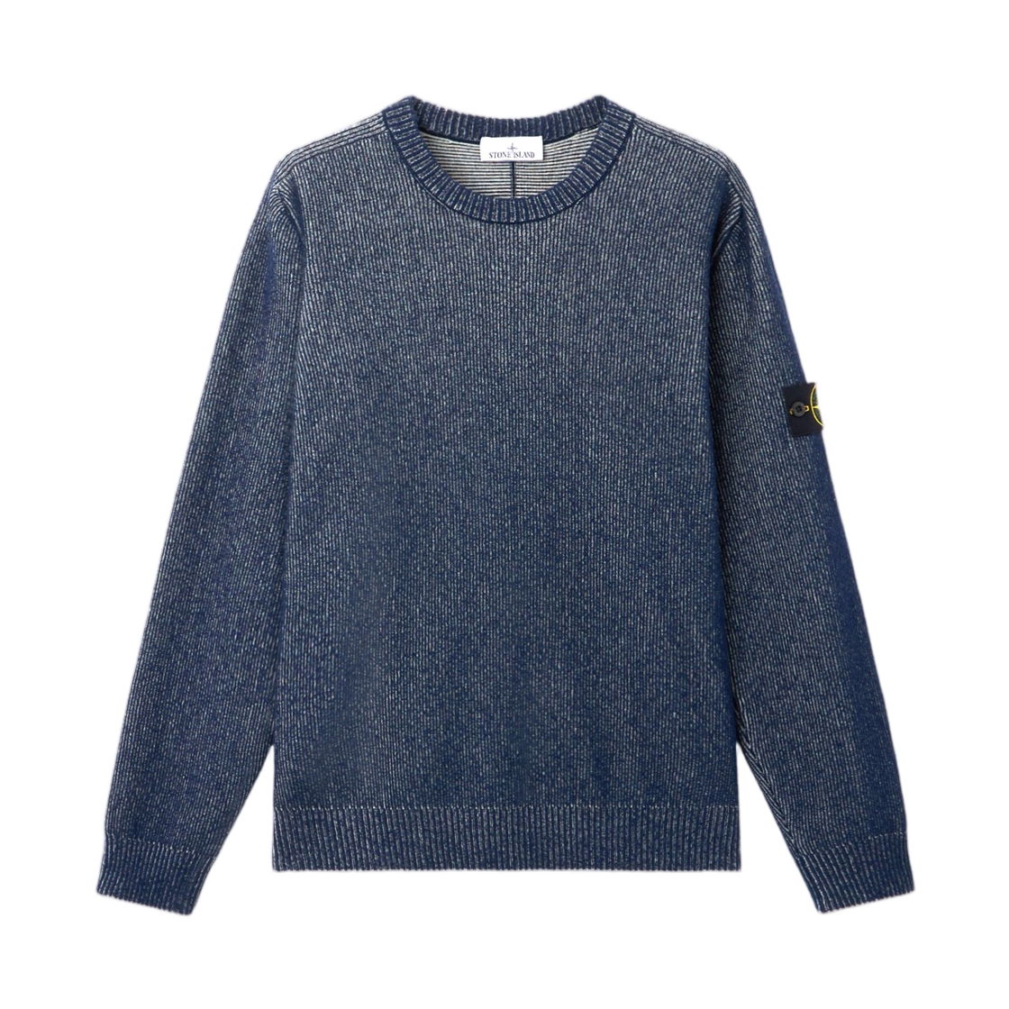 L1S1551000-33S0N12-V0M20 Stone Island 5100033 Plated Rib Cotton Boucle Loose-Fit Crewneck Jumper with Raglan Sleeves Blue Melange - 26SS