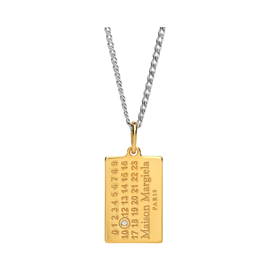SM1UU0062P8864702 Maison Margiela Numeric Diamond Pendant Necklace Gold