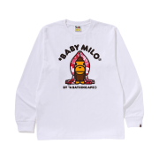 BAPE ABC Camo Milo Hoodie L/S T-Shirt White Pink