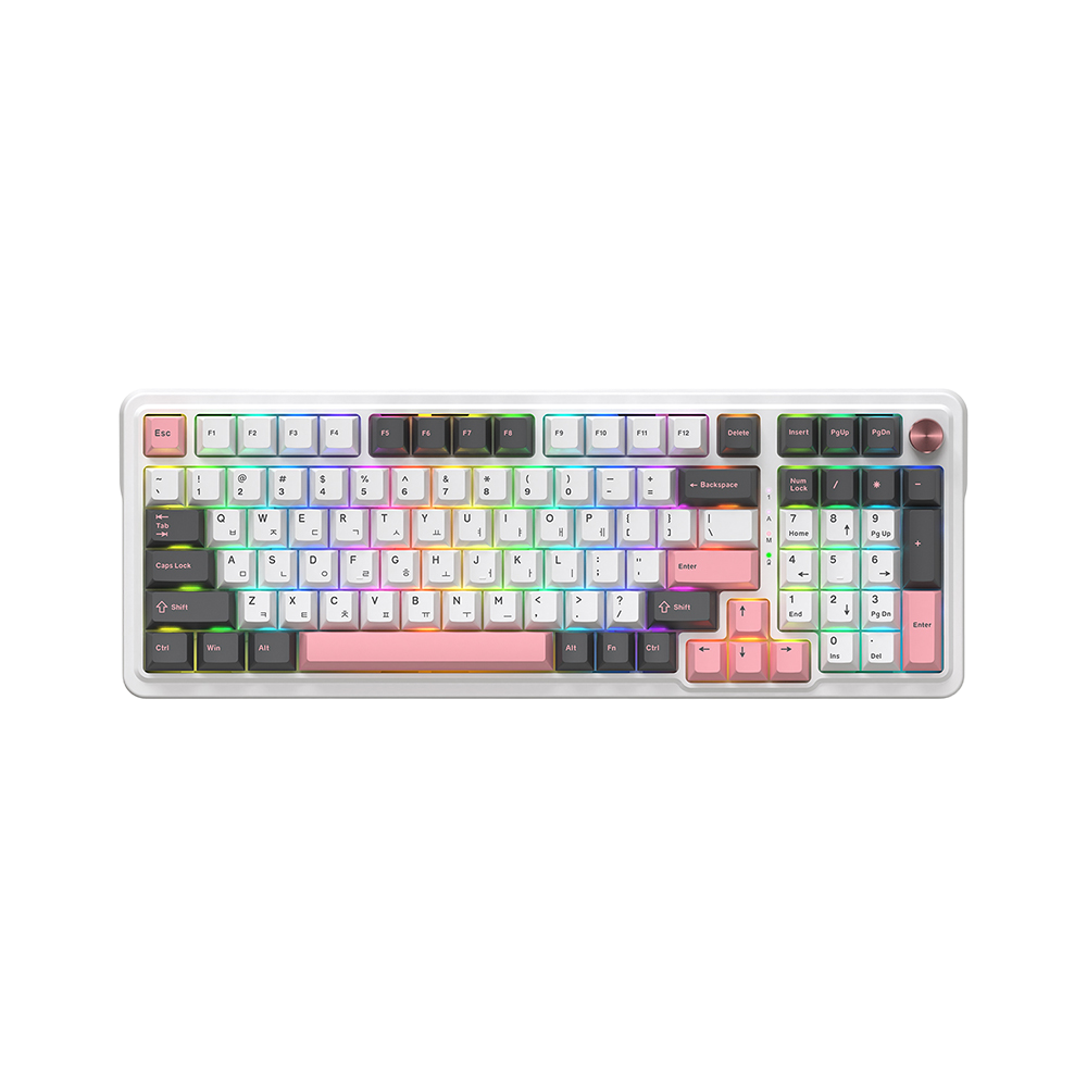 앱코 AK99 유무선 블루투스 3모드 기계식 키보드 핑크 멜론축(ABKO AK99 Wireless Bluetooth 3 Mode Mechanical Keyboard Pink Melon Axis)