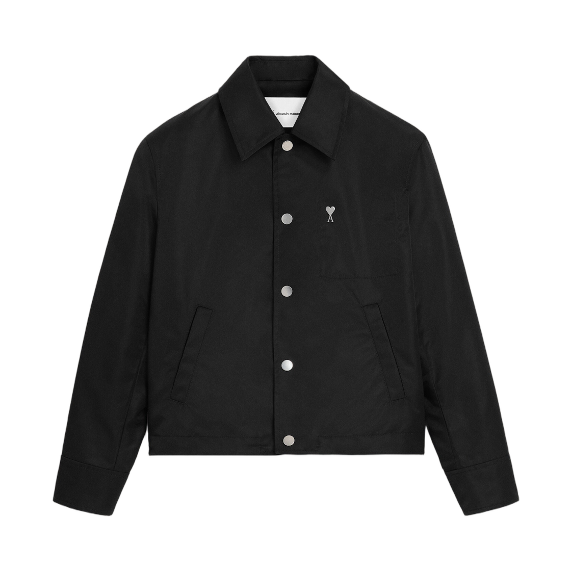 UJK872-PA0037-001 AMI Black Nylon Ami De Coeur Stud Buttoned Jacket Black