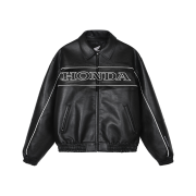 Honda Motorcycle Piping Leather Jacket Black