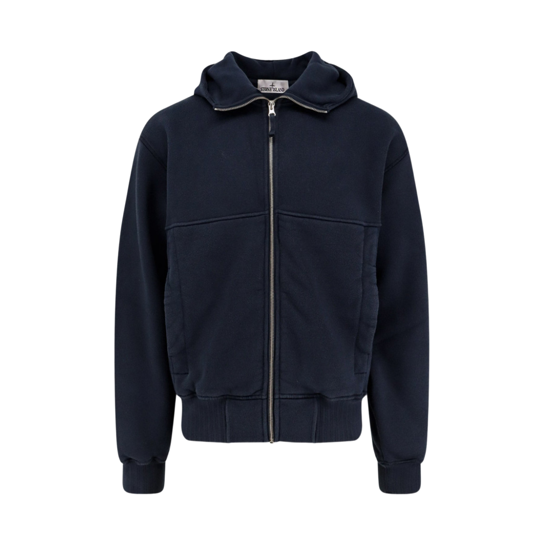 스톤 아일랜드 6100020 헤비 플리스 53% 오가닉 코튼 오버사이즈 핏 후드 집업 포켓 스웨트셔츠 네이비 블루 - 25FW(Stone Island 6100020 Heavy Fleece 53% Organic Cotton Oversized Fit Hooded Zip Up Sweatshirt with Pockets Navy Blue - 25FW) - 1
