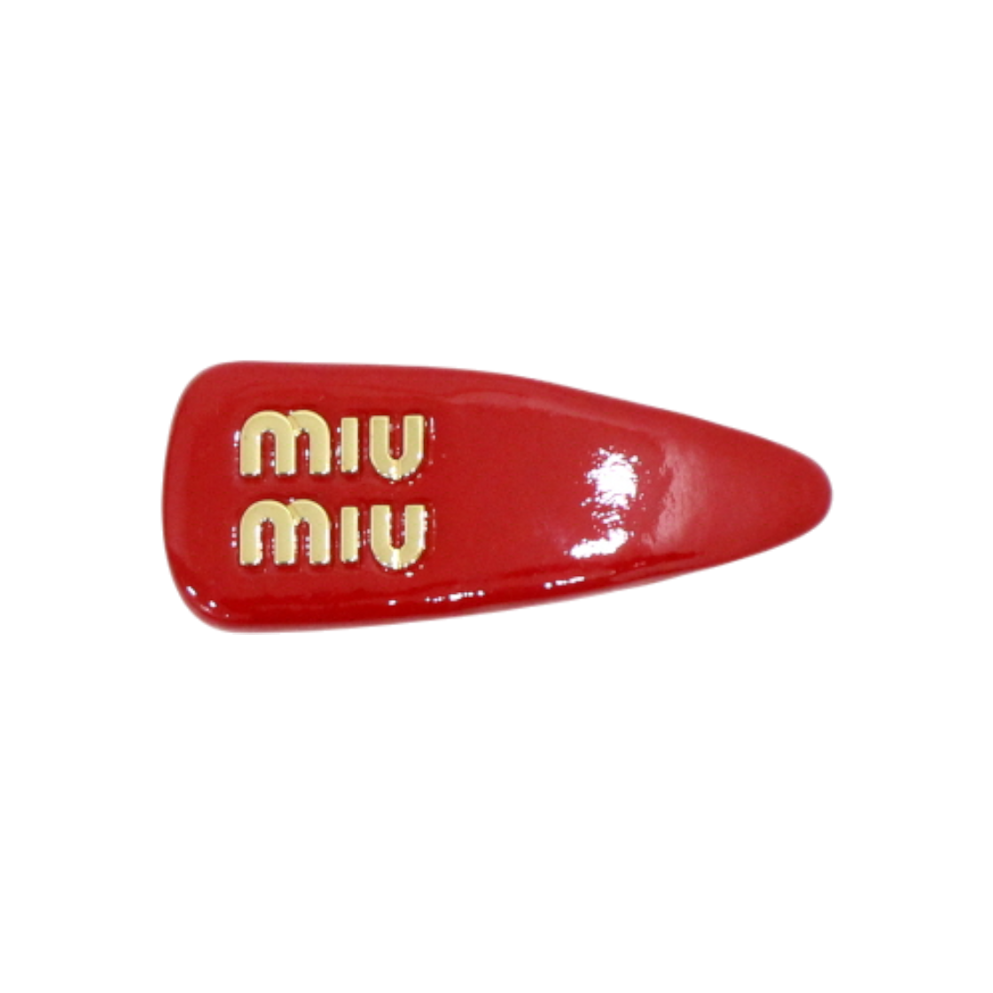 ITKOS2JJDH8O Miu Miu Red Patent Gold Logo Hair Clip