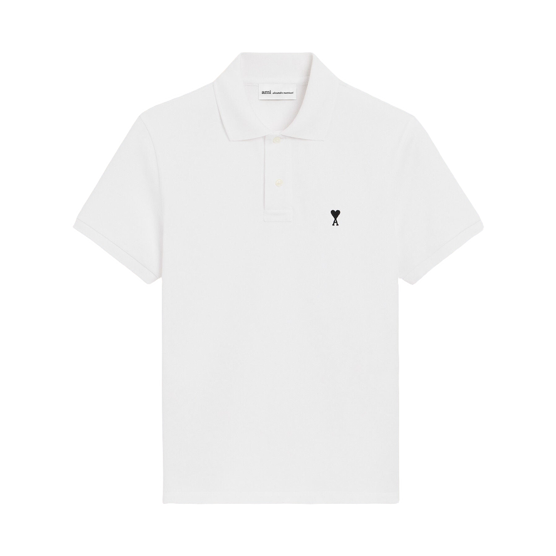 아미 화이트 코튼 숏슬리브 아미 드 하트 폴로 셔츠 화이트(AMI White Cotton Short Sleeves Ami De Coeur Polo Shirt White) - 1
