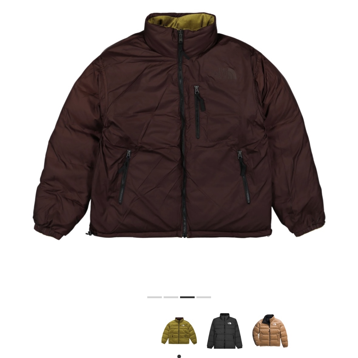 The North Face 92 Reversible Jacket Sulphur Moss Coal Brown 착용 스타일 - 3