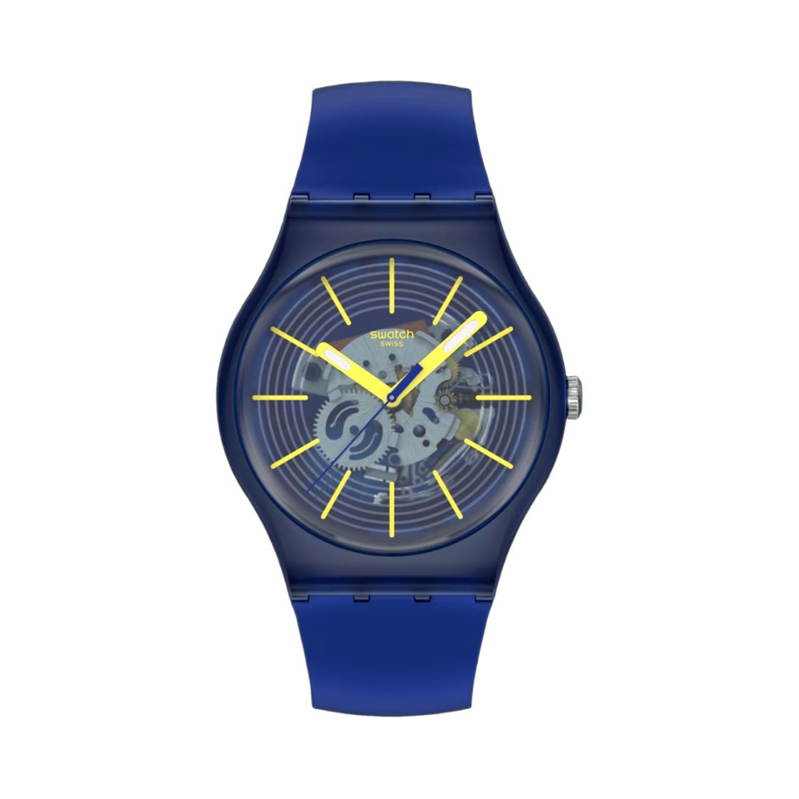 SO29I100 Swatch Essentials Revealed in The Depth 41mm Quartz Blue