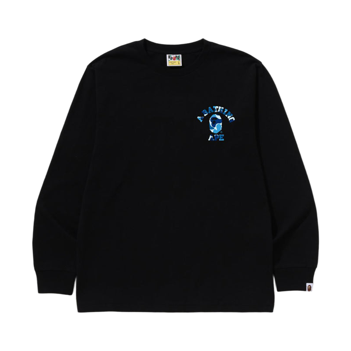 베이프 ABC 카모 컬리지 에어샷 롱슬리브 티셔츠 블랙 블루(BAPE ABC Camo College ATS L/S T-Shirt Black Blue) - 1