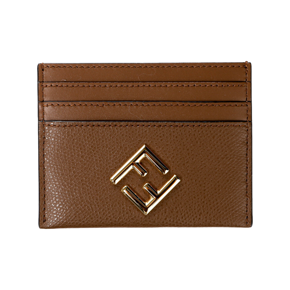8M0445ALV4F1NX9 Fendi FF Diamonds Leather Flat Card Case Brown