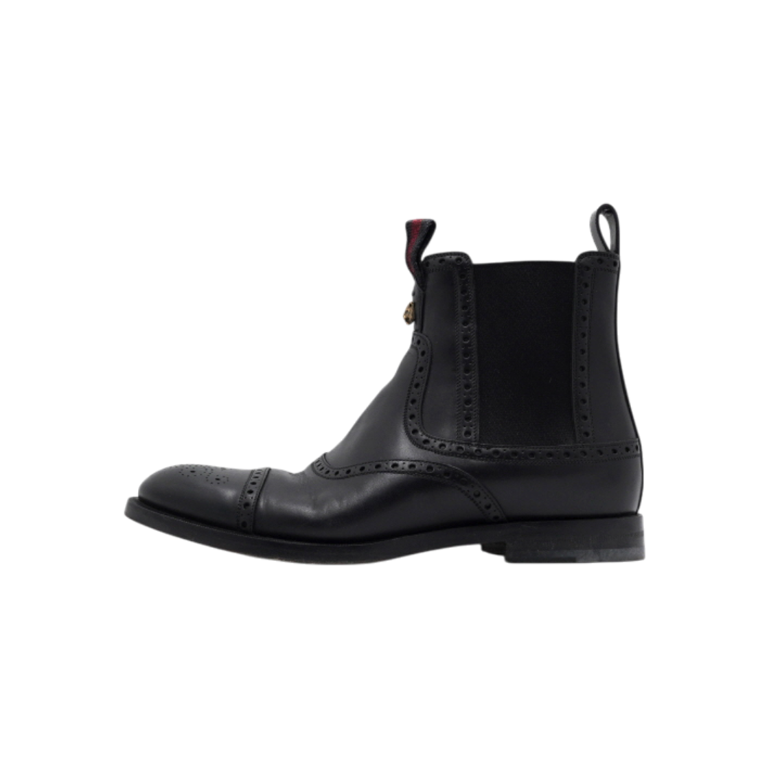 구찌 414124 블렉 레더 무슈 브로그 남성 첼시부츠aa59628(Gucci 414124 Black Leather Monsieur Brogue Chelsea Boots)