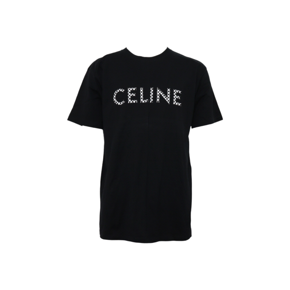 ITWDBRLP4OHG Celine Black Cotton Checkerboard Stud Logo Print Men's T-Shirt
