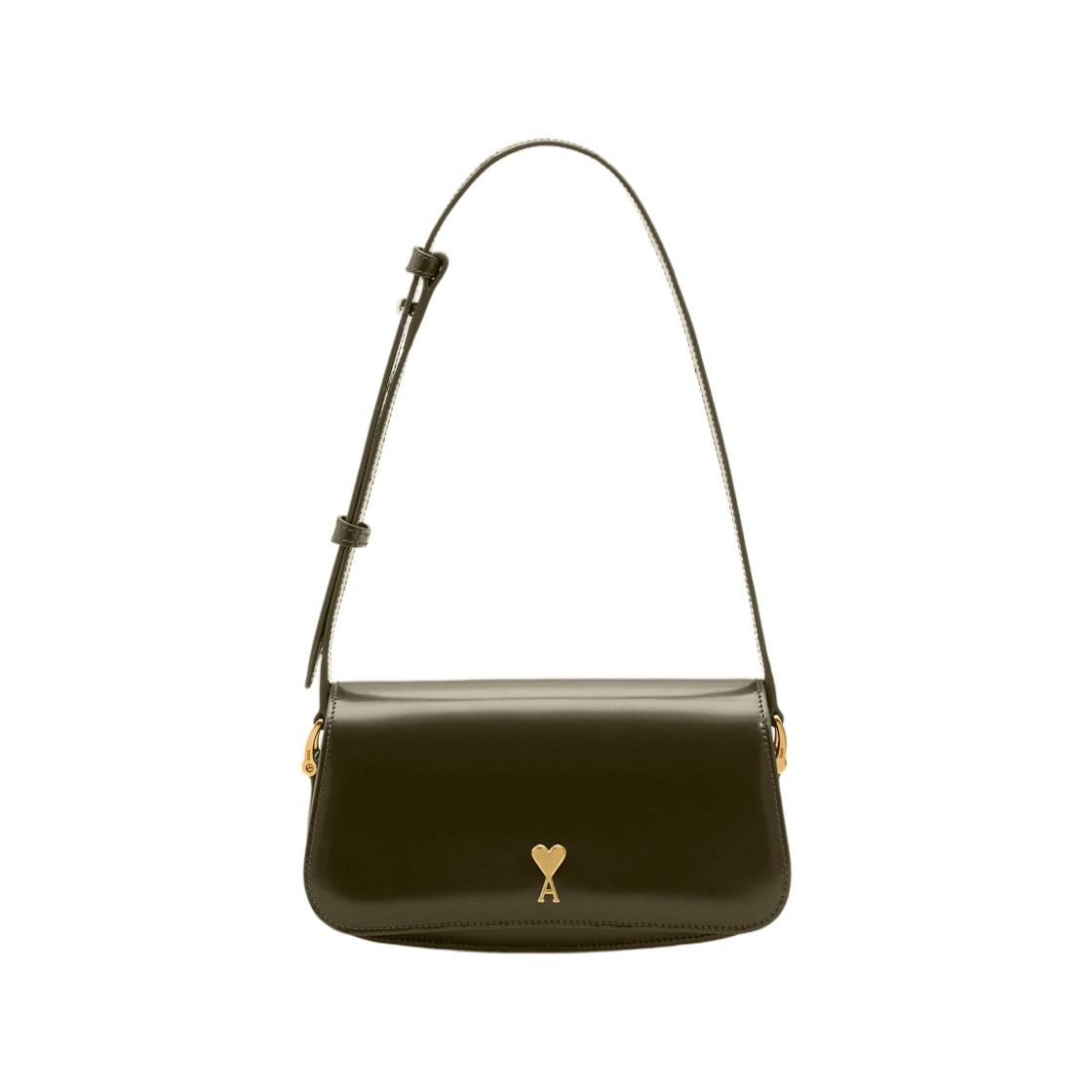 ULL719-AL0139-A037 AMI Green Cow Leather Shoulder Paris Paris Bag Dark Khaki