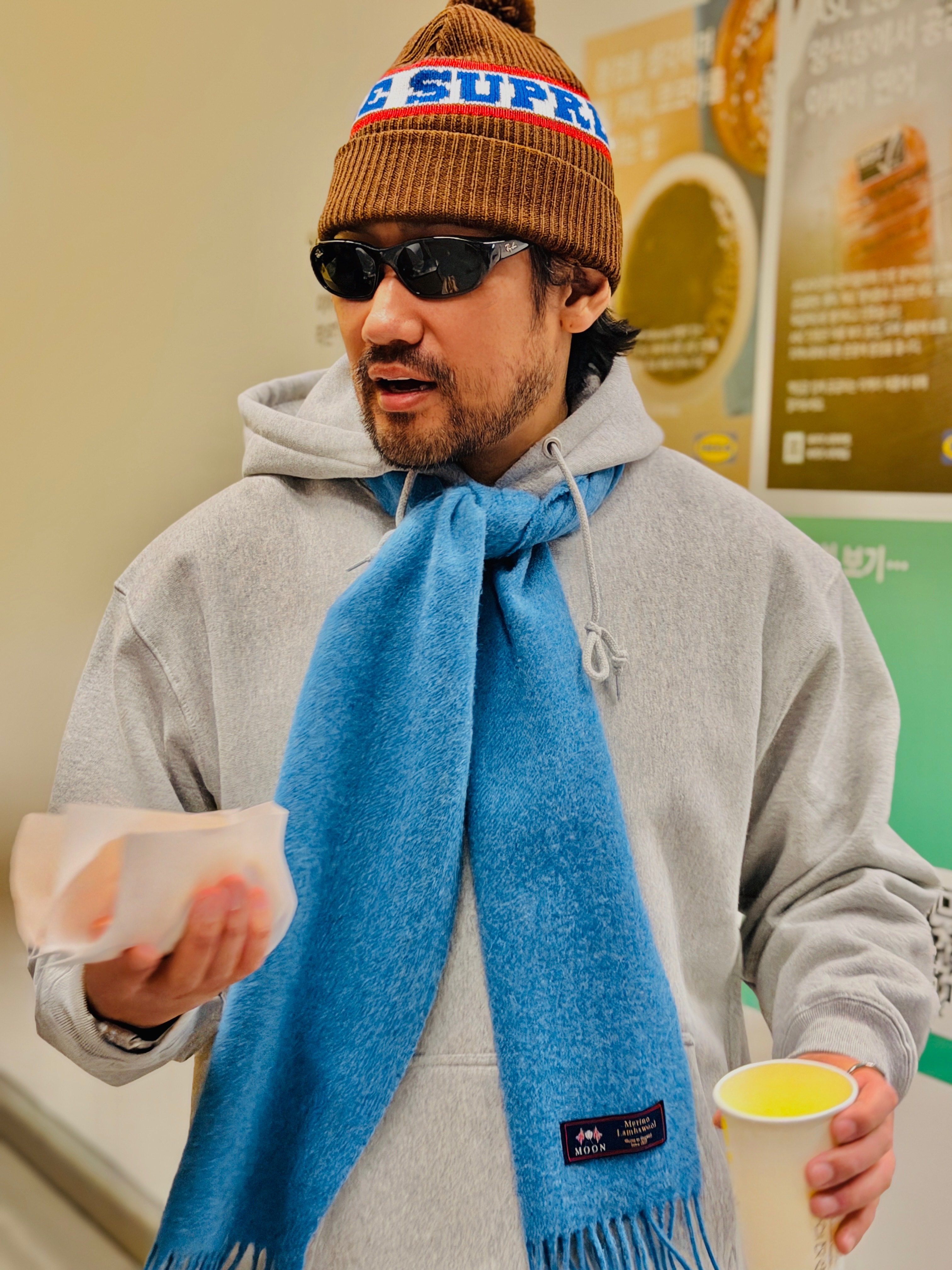 Supreme Big Stripe Beanie Brown - 24FW, Ray-Ban DADDY-O II Polished Black Frame Green Classic G-15 Lenses 착용 스타일 - 1