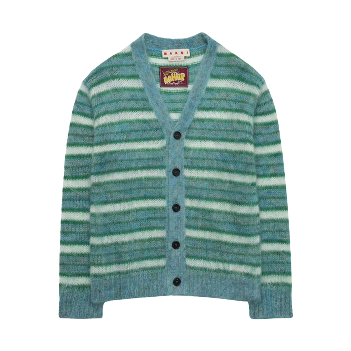 CDMG0051Q0UFU107-RGB38 [20% 쿠폰] Marni Striped Mohair Cardigan Turquoise