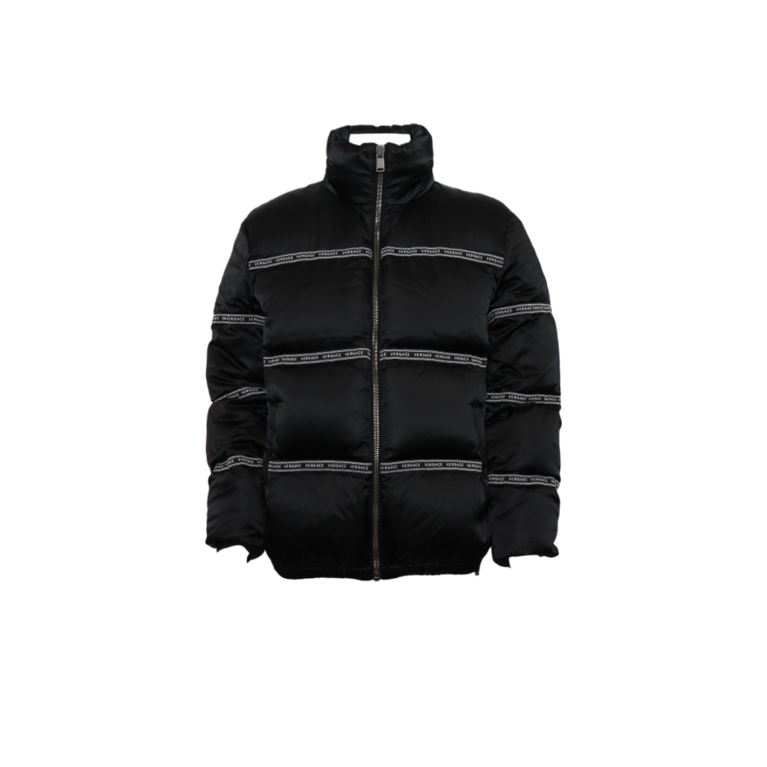 IT7AWW2PSEKA Versace Black Logo Stripe Puffer Jacket for Men