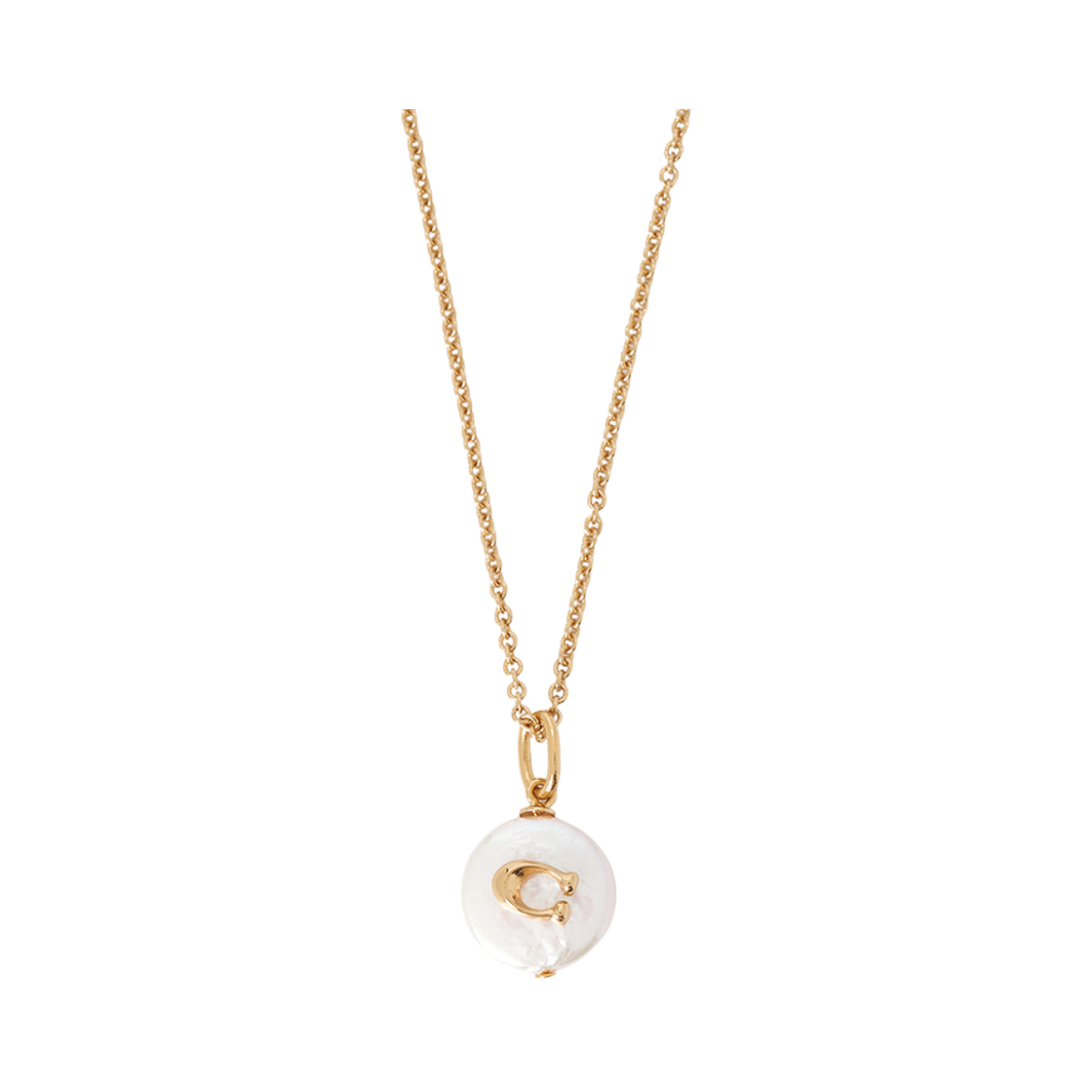 (W) 코치 시그니처 코인 펄 네클리스 골드((W) Coach Signature Coin Pearl Necklace Gold)