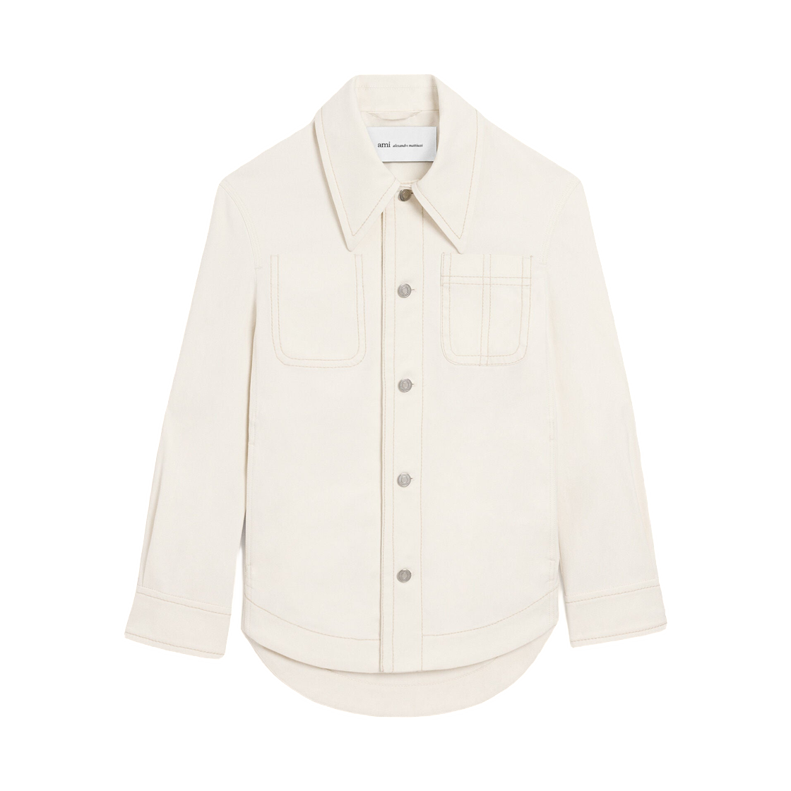 아미 화이트 코튼 워커 버튼 자켓 화이트 크림(AMI White Cotton Worker Buttoned Jacket White Cream) - 1