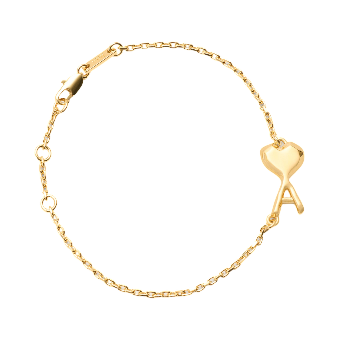 UJW460-361-902 AMI Gold Brass Thin Hammered Ami De Coeur Bracelet Gold