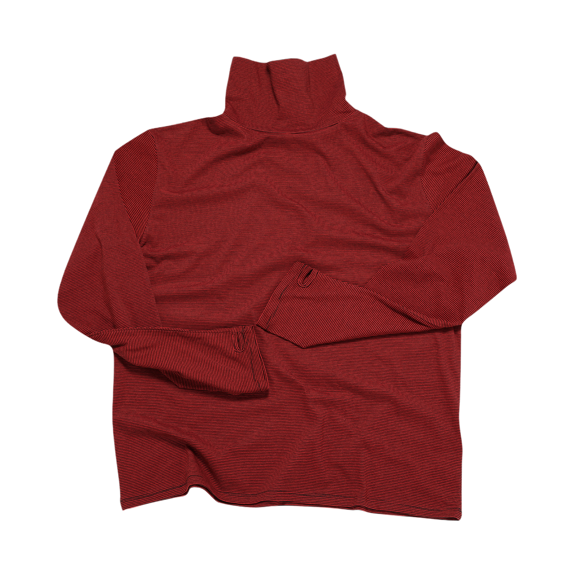 엠제이디 스트라이프 모크넥 롱슬리브 레드(MJD Striped Mock Neck Long Sleeve Red)