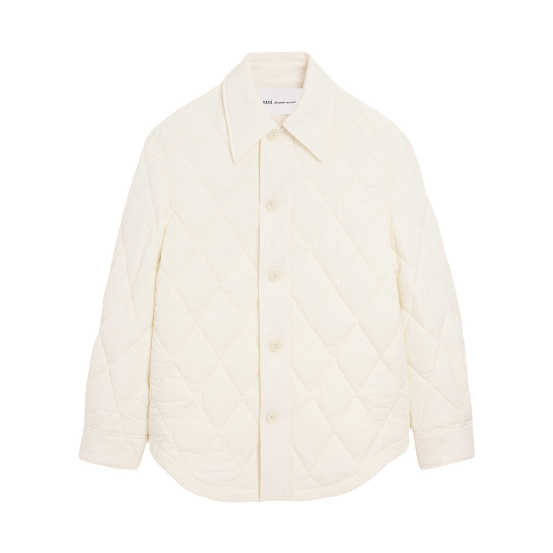 아미 화이트 나일론 패딩 버튼 자켓 화이트 크림(AMI White Nylon Padded Buttoned Jacket White Cream) - 1