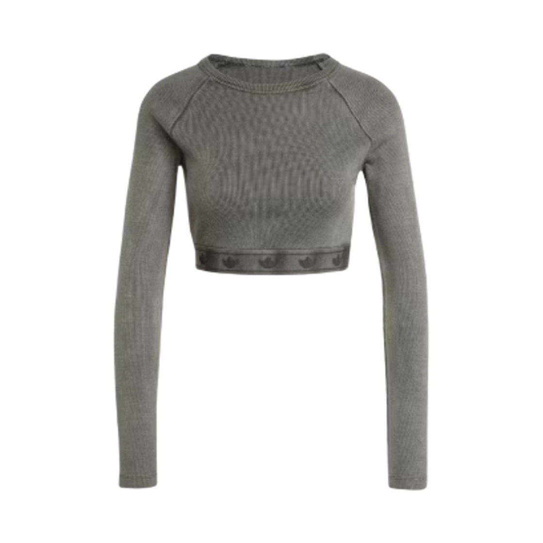 (W) 아디다스 립드 롱슬리브 크롭 탑 블랙 - US 사이즈((W) Adidas Ribbed Long Sleeve Crop Top Black - US Sizing) - 1