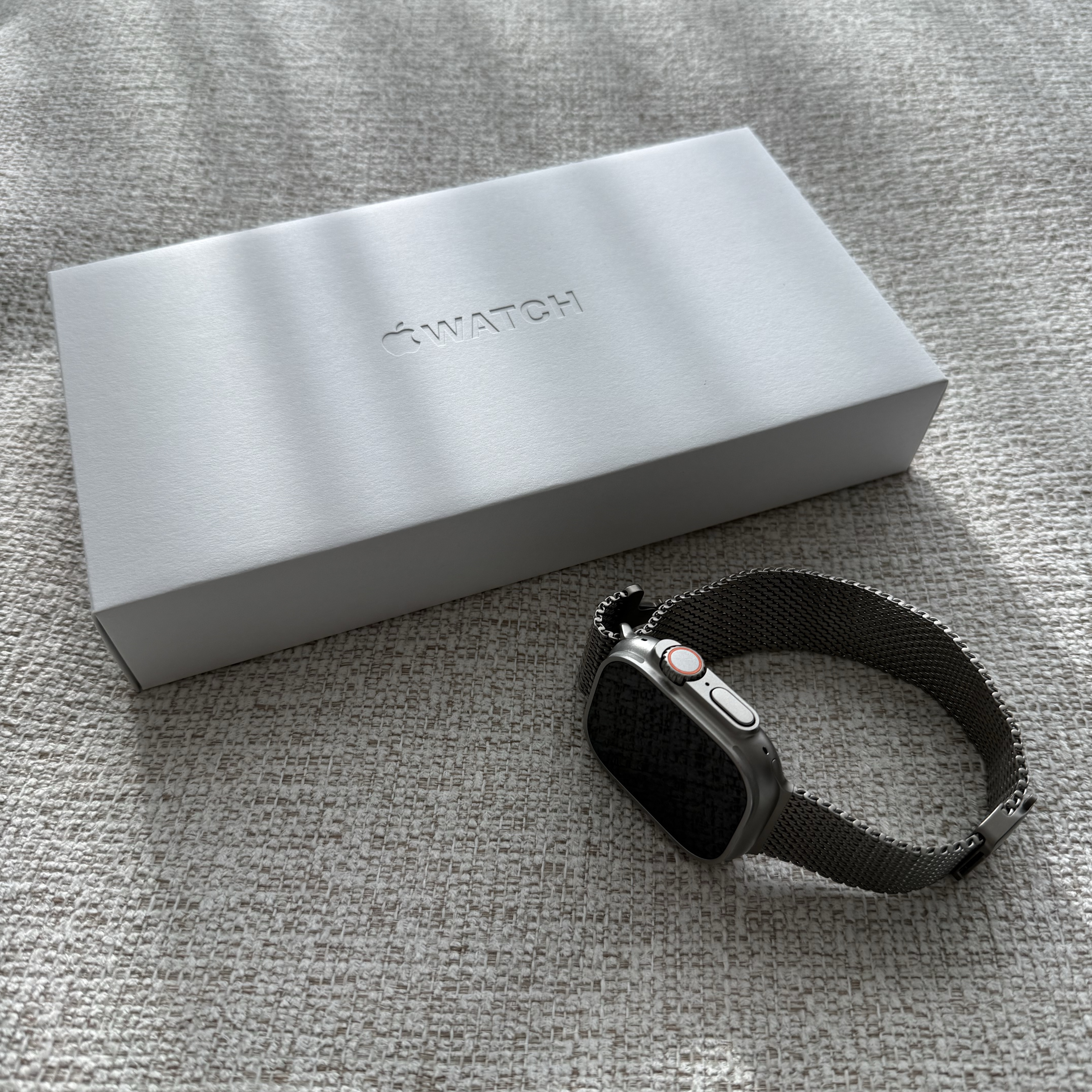 Apple Watch Ultra 3 49mm Natural Titanium Case with M Milanese Loop Natural (Korean Ver.) 착용 스타일